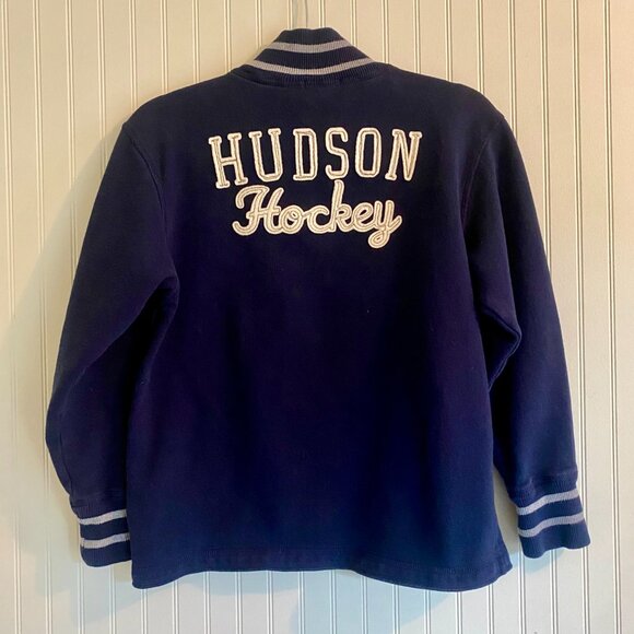 Gap Kids Sweater, Hudson Hockey, Navy with White Logos, Quarter Zip, Size XL. - Picture 11 of 12